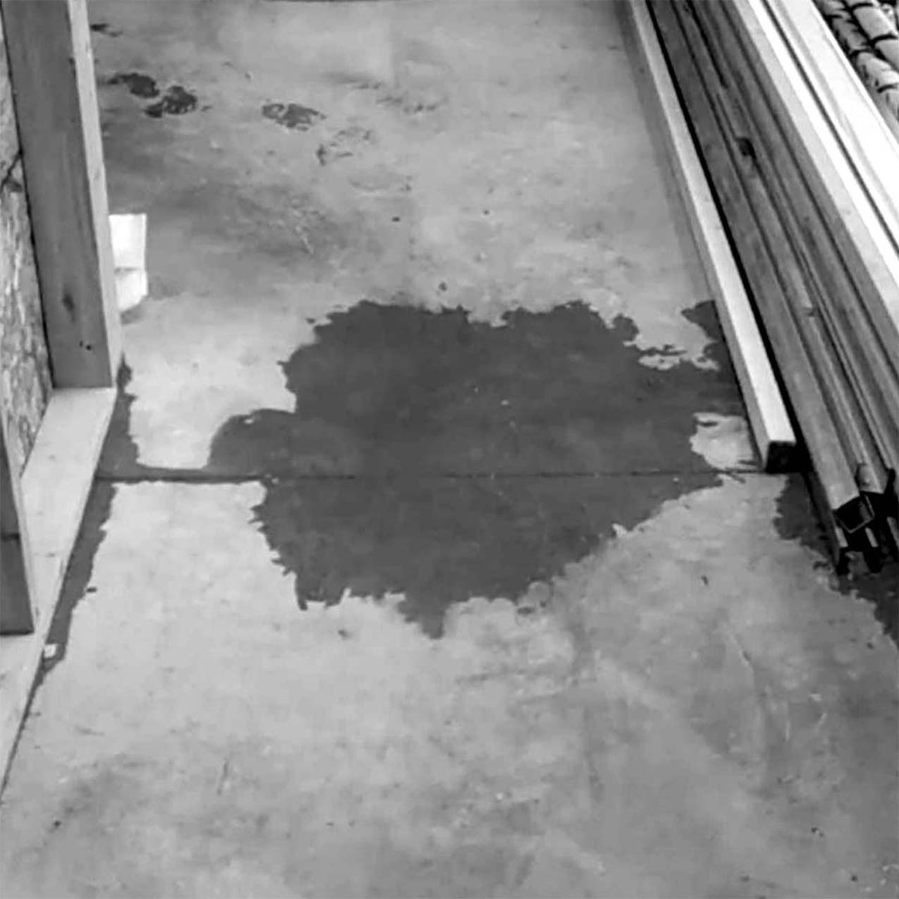 Leak on concrete floor.