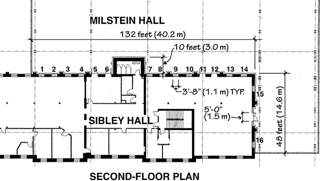 Floor plan showing openings and dimensions.