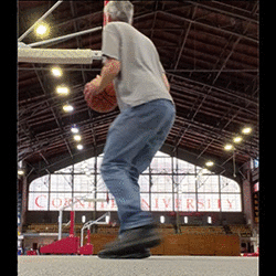 animation of Jonathan Ochshorn shooting a basketball at Barton Hall