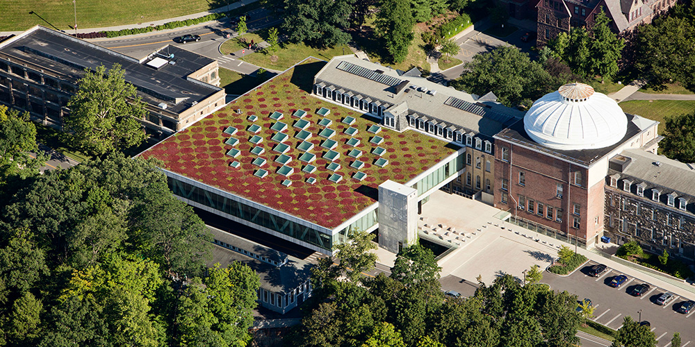 aerial view of Milstein Hall, Cornell
