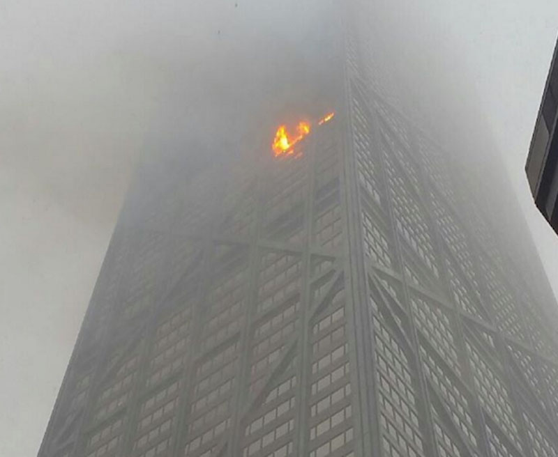 2015 fire, 50th floor Hancock Tower in Chicago