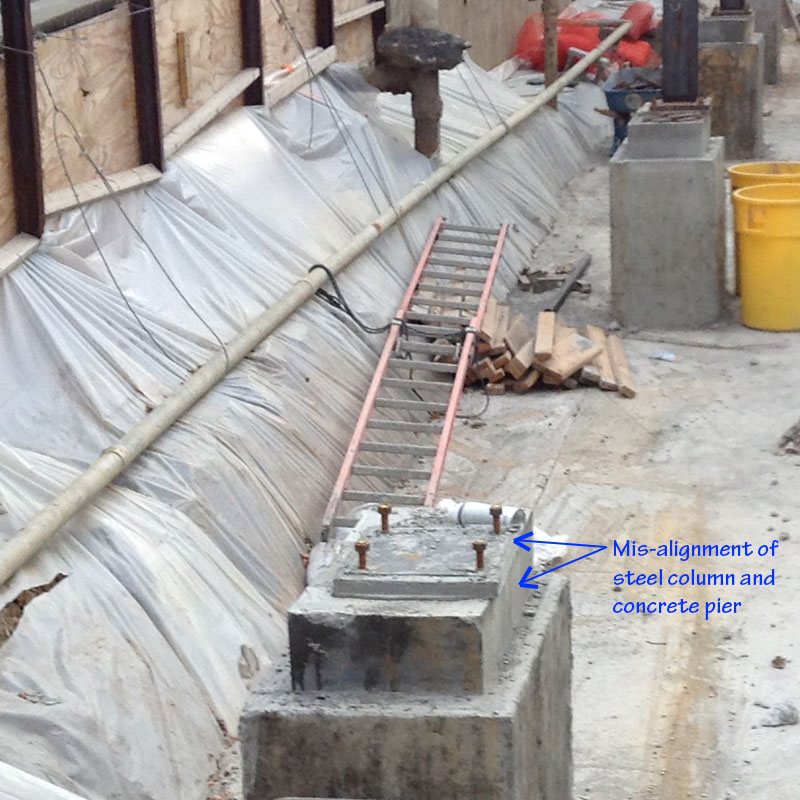 misalignment of steel column and concrete pier