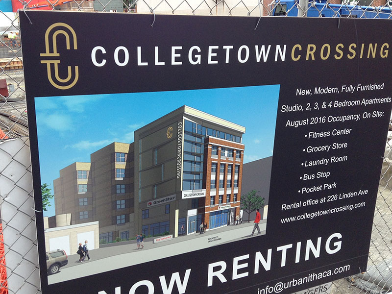 collegetown crossings construction sign, Aug. 2015