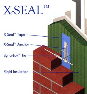 advertisement for X_Seal showing wall tie system for brick veneer
