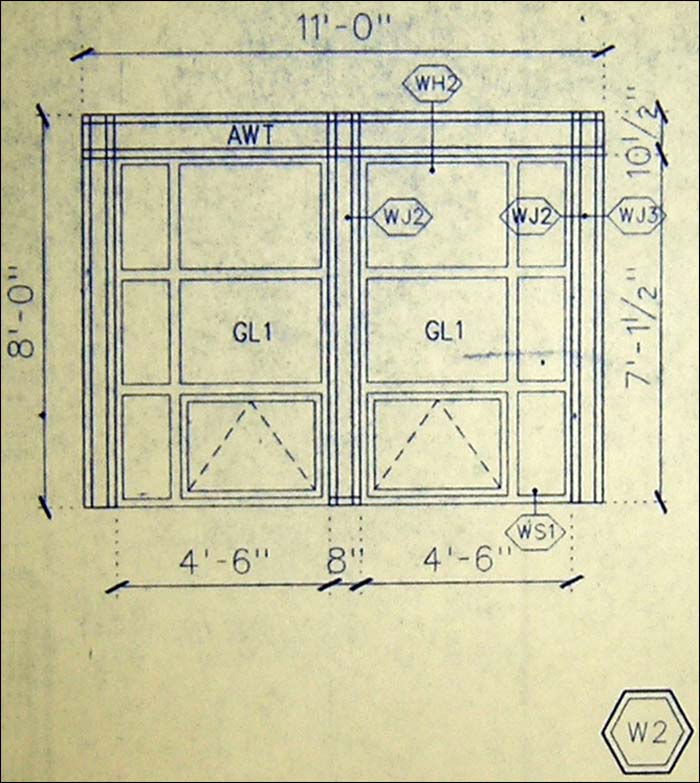 Window elevation on detail sheet, Lincoln Hall, Cornell
