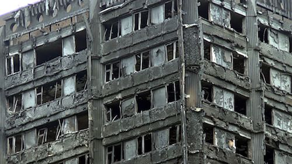 aftermath of Grenfell Tower fire, London, 2017