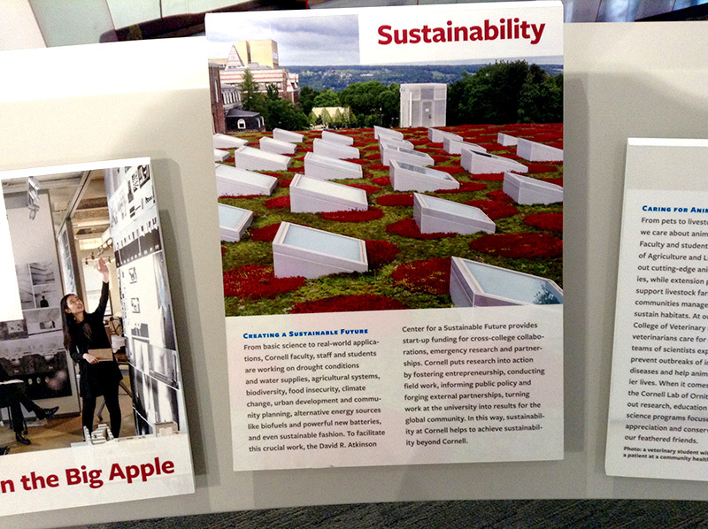 poster showing 'sustainable' Milstein Hall
