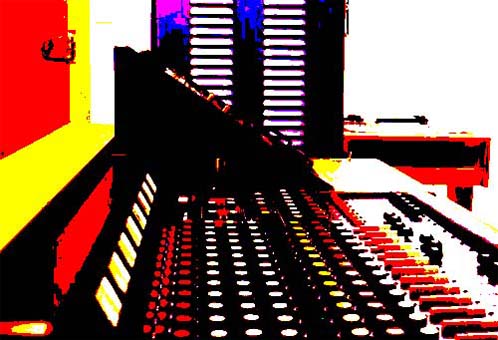 mixing board in recording studio