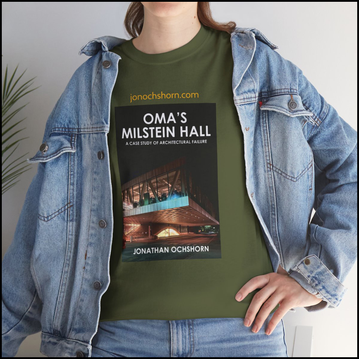 T-shirt design with OMA's Milstein Hall book cover