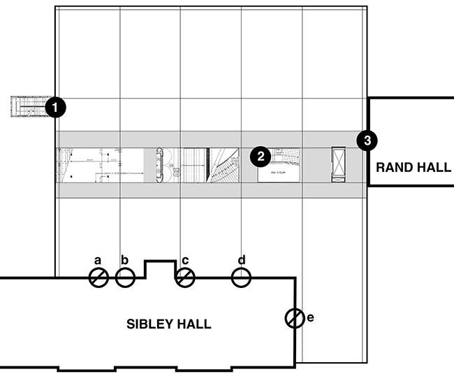 Circulation patterns shown on second-floor plan.