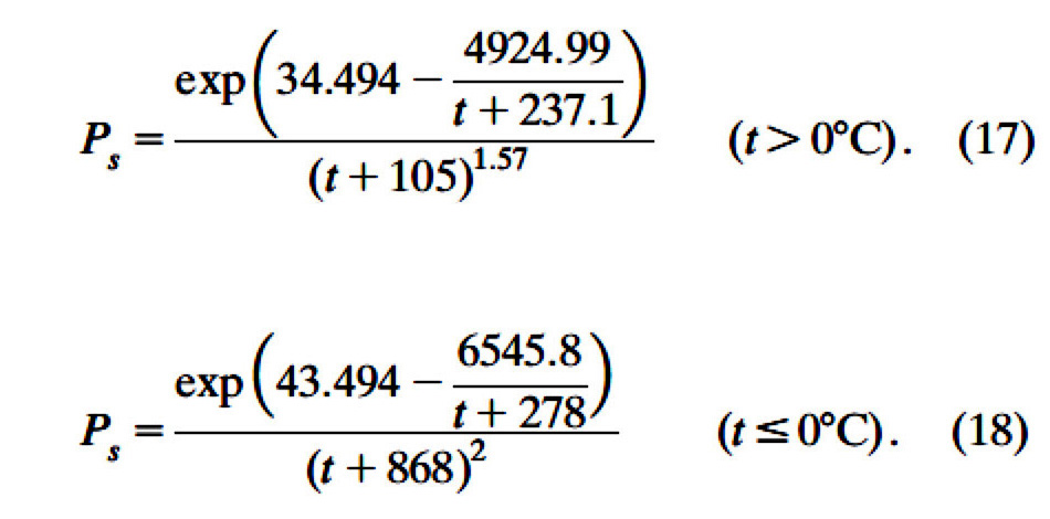 equations to compute saturation vapor pressure