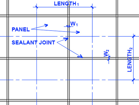 typical elevation of panels and sealant joints