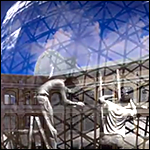 image of Rand Hall with Fuller's geodesic dome
