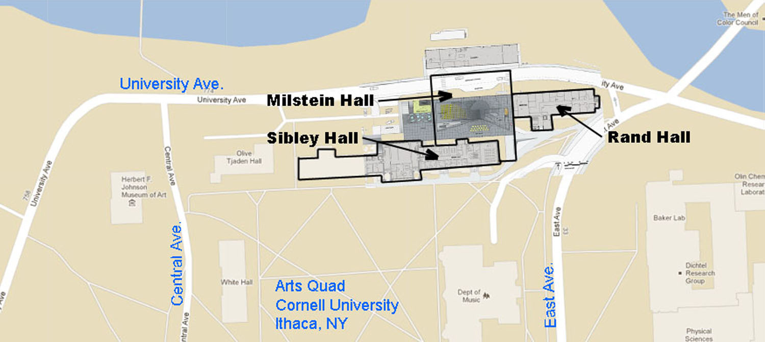 site plan of Milstein Hall, Cornell University