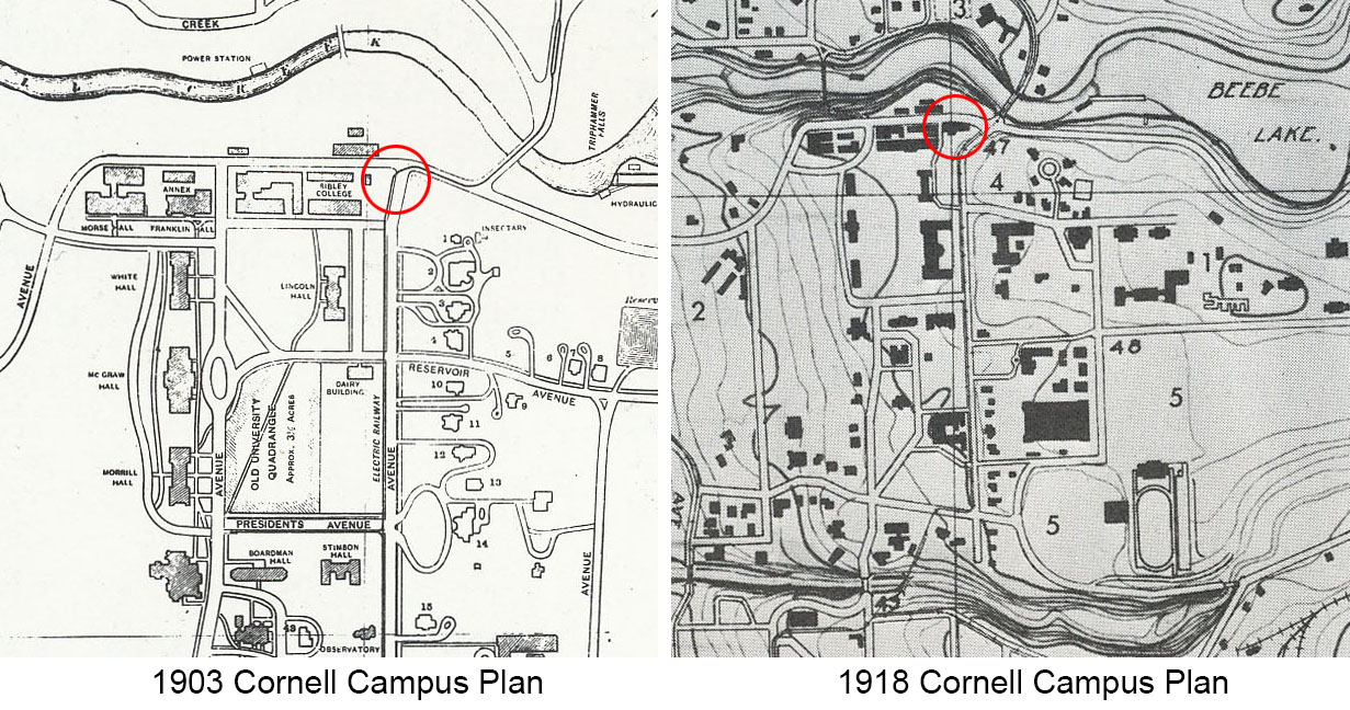1909 photo showing 1903 and 1918 Cornell campus plans
